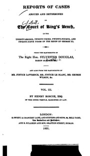 Cover of: Reports of Cases Argued and Determined in the Court of King's Bench, in the Nineteenth ...