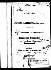 Cover of: A letter to John Barrow, Esq. F.R.S. on the late extraordinary and unexpected hyperborean discoveries