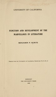 Cover of: Function and development of the marvellous in literature.
