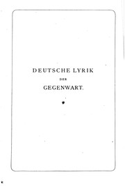 Cover of: Deutsche Lyrik der Gegenwart seit 1850 by Ferdinand Avenarius