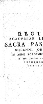 Cover of: Rector academiae Lipsiensis sacra Paschalia solenni oratione in aede academica Paulina d. XIV Aprilis [1754] celebranda indicit by 
