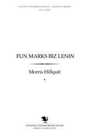 Cover of: Fun Marḳs biz Lenin by Morris Hillquit