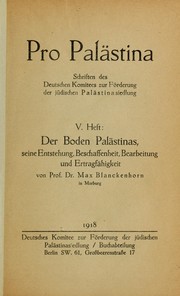 Cover of: Der Boden Palästinas by Max Ludwig Paul Blanckenhorn