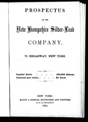 Cover of: Prospectus of the New Hampshire Silver-Lead Company by New Hampshire Silver-Lead Company