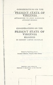 Cover of: Considerations on the present state of Virginia by Randolph, John