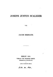 Cover of: Joseph Justus Scaliger by Jacob Bernays