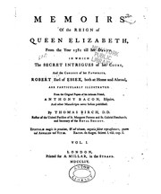 Cover of: Memoirs of the reign of Queen Elizabeth, from the year 1581 till her death.