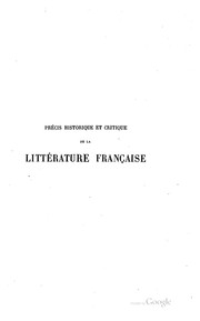 Cover of: Précis historique et critique de la littérature française depuis les ... by Eugène François Lintilhac
