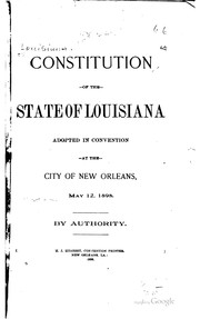 Cover of: Constitution of the state of Louisiana by Louisiana.