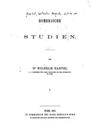 Cover of: Homerische Studien by Wilhelm August Hartel