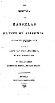 Cover of: The History of Rasselas, Prince of Abissinia by Samuel Johnson, Francis William Blagdon