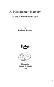 A Midsummer Memory: An Elegy on the Death of Arthur Upson by Richard Francis Burton