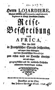 Reise-beschreibung nach Africa: Von ihm selbst in französischer Sprache ... by Lojardiere