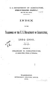 Cover of: Index to the Yearbooks of the U.S. Department of Agriculture, 1894-1900