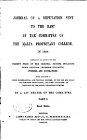 Cover of: Journal of a Deputation Sent to the East by the Committee of the Malta ... by Malta Protestant college