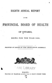 Annual report of the Provincial Board of Health of Ontario being for the year ... 1890 by No name