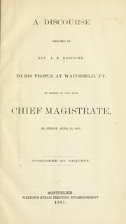 Cover of: A discourse preached by Rev. A. B. Dascomb