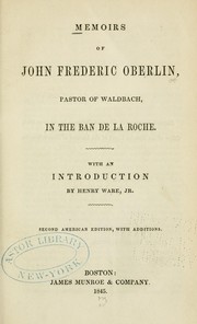 Cover of: Memoirs of John Frederic Oberlin by Sarah Atkins