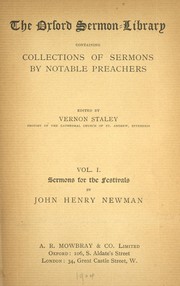Cover of: Sermons for the festivals | John Henry Newman