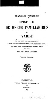 Cover of: Epistolae de rebus familiaribus et variae, tum quae adhuc tum quae nondum editae v. 3, 1863 ...