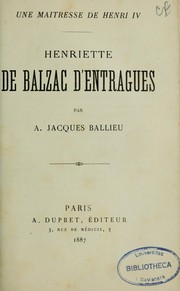 Cover of: Henriette de Balzac d'Entragues