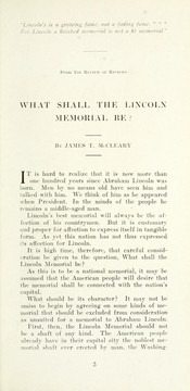 Cover of: What shall the Lincoln memorial be?