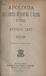 Cover of: Apologia: Gli Amori di Dafne e Cloe; Rime