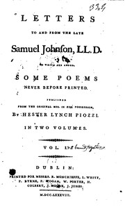 Cover of: Letters to and from the Late Samuel Johnson, LL.D.: To which are Added Some ...