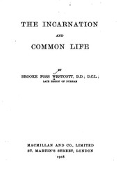 Cover of: The Incarnation and Common Life