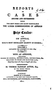 Cover of: Reports of Cases Argued and Determined Before the Most Noble: The Right Honorable, the Lords ...