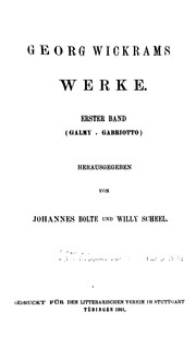 Cover of: Georg Wickrams Werke