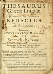 Cover of: Thesaurus Graecae linguae by William Robertson