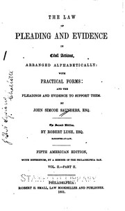 Cover of: The Law of Pleading and Evidence in Civil Actions: Arranged Alphabetically ...