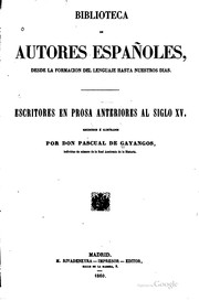 Cover of: Escritores en prosa anteriores al siglo XV. by Pascual de Gayangos
