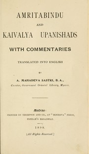 Cover of: Amritabindu and Kaivalya Upanishad