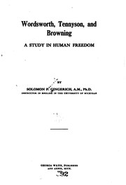 Cover of: Wordsworth, Tennyson, and Browning: A Study in Human Freedom