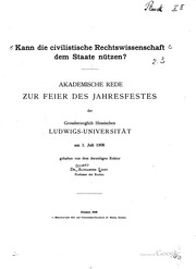 Cover of: Kann die civilistische Rechtswissenschaft dem Staate nützen? ...