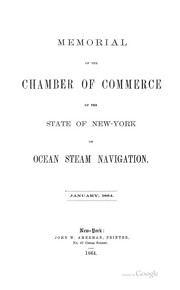 Cover of: Memorial of the Chamber of Commerce of the State of New-York, to the Senate and House of ...