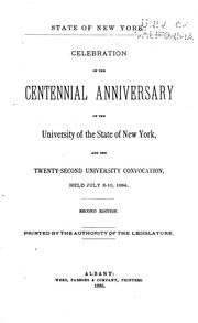 Cover of: Celebration of the Centennial Anniversary of the University of the State of ...