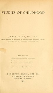 Cover of: Studies of childhood by Sully, James