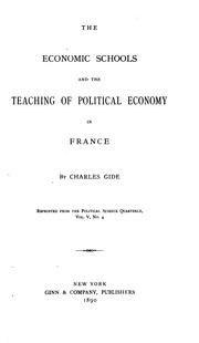 Cover of: The Economic Schools and the Teaching of Political Economy in France