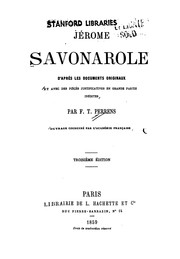 Cover of: Jerome Savonarole, d'apres les documents originaux by François Tommy Perrens