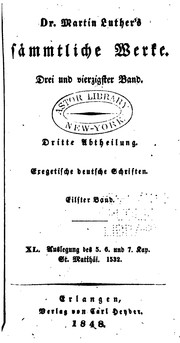 Cover of: Dr. Martin Luther's sämmtliche Werke by Martin Luther, Johann Georg Plochmann, Johann Conrad Irmischer