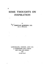 Cover of: Some Thoughts on Inspiration | J. Armitage Robinson