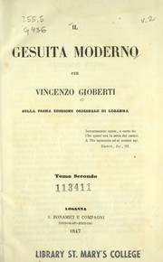 Cover of: Il gesuita moderno by Vincenzo Gioberti