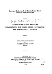 Cover of: Instructions to the American Delegates to the Hague Conferences and Their ...