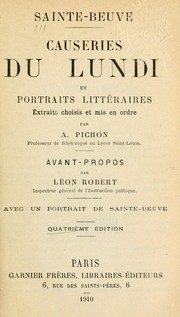 Cover of: Causeries du lundi et portraits littéraires. by Charles Augustin Sainte-Beuve