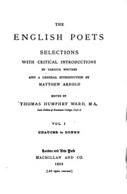 Cover of: The English Poets: Vol. 1. Chaucer to Donne