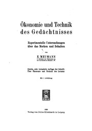 Cover of: Ökonomie und Technik des Gedächtnisses: Experimentelle Untersuchungen über das merken und behalten