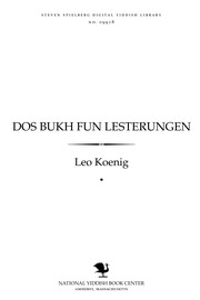 Cover of: Dos bukh fun lesṭerungen =: Sefer ha-gidufim